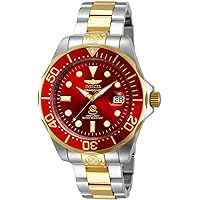 Invicta Men's 13927 Pro Diver Automatic Red Dial Two Tone Stainless Steel Watch