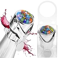 Wine Stopper for Wine Bottles & Champagne – Stopper Cork with an Airtight Seal Preserves Sparkling Wine CO2 & Taste – Millefiori Glass Top with Box for Wine Gifts by Evan James Designs (Multi)