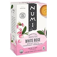 Organic White Rose Tea, 16 Tea Bags, White Tea & Fragrant Rosebuds, Low Caffeine (Packaging May Vary)