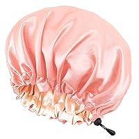 Satin Sleep Cap,Double-Sided Adjustable Sleep Bonnet,Bonnet Cap for Sleep (Pink)