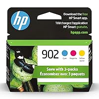 HP 902 Cyan, Magenta, Yellow Ink Cartridges (3-pack) | Works with HP OfficeJet 6950, 6960 Series, HP OfficeJet Pro 6960, 6970 Series | Eligible for Instant Ink | T0A38AN