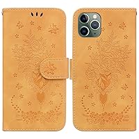 IVY Wallet Case for iPhone 11 Pro Case - Rose Design - Flip Kickstand - Magnetic Buckle - Drop Protection - Yellow