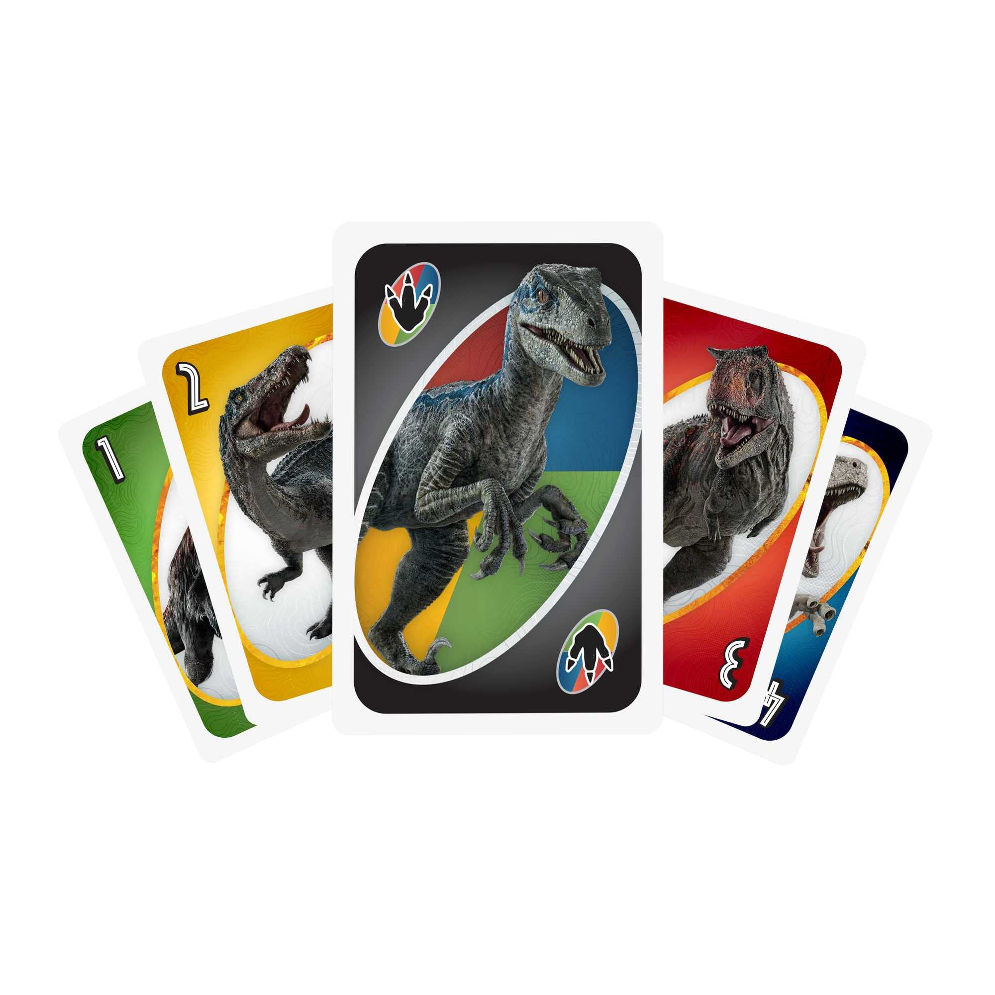 UNO Jurassic World Dominion Card Game with Themed Deck & Special Rule, Gift for Kid, Adult & Family Game Nights, Ages 7 Years Old & Up