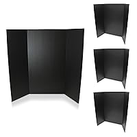 Flipside Products 36” x 48” Project Boards for Presentations, Science Fair, School Projects, Event Displays and Trifold Picture Board, Proudly Made in USA - Black - 4 Pack