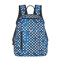Blue Polka Dot Pattern Print Simple And Lightweight Leisure Backpack, Men'S And Women'S Fashionable Travel Backpack