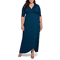 Kiyonna Plus Size Meadow Dream Maxi Dress | Women's Long Wrap Dress for Wedding Guest, Cocktail, Work, or Casual Wear