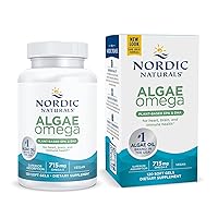 Nordic Naturals Algae Omega - 120 Soft Gels - 715 mg Omega-3 - Certified Vegan Algae Oil - Plant-Based EPA & DHA - Heart, Eye, Immune & Brain Health - Non-GMO - 60 Servings