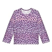 Purple Leopard Violet Pattern Boys Long Sleeve Rash Guard Girls Kids Swim Shirts Toddler Activewear T-Shirts 3T