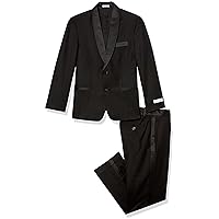 Boys' 2-Piece Formal Tuxedo Suit Set, Includes Jacket & Dress Pants, Satin Trim Detailing & Functional Pockets