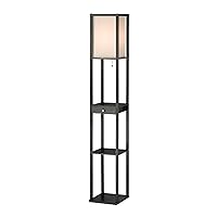 Parker Floor Lamp – Tall Lighting Equipment with 3 Storage Shelves and 1 Drawer. MDF Made, Smart Switch Compatible. Tools and Home Improvement