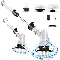 Electric Spin Scrubber, Cordless Shower Scrubber with Adjustable Extension Handle, Multi-Purpose Power Cleaning Brush for Cleaning Bathroom, Tile, Floor, Tub & 3 Replaceable Rotating Brush Heads