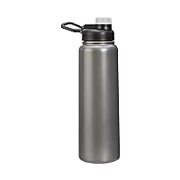 Amazon Basics Stainless Steel Insulated Water Bottle With Spout Lid, 30 ounce, Gray