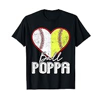 Baseball Softball Ball Heart Poppa T-Shirt