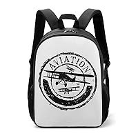 Aviation and Airplane Stamp Silhouettes Laptop Backpack Cute Lightweight Backpacks Travel Daypack