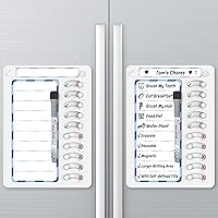 Erasable Chore Chart for Kids Multiple Kids Chore Board ADHD Tools for Kids Task Planning Board with Magnetic Stickers and Markers g with Sliders to Do List Routine Checklist, White and Blue, 2 Pack