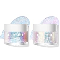 2 Pack Body Glitter Gel - Cosmetic-Grade, Color Changing Christmas Glitter Makeup for Face, Body, and Hair, Safe and Easy to Use, Perfect for Festivals Parties (01 Golden Mirage + 02 Stardust Pink)