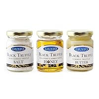 Giusto Sapore Truffle Trio Sweet and Savory Gourmet Gift Set - All Natural Truffle Acacia Honey, Truffle Salt and Truffle Butter - 3 pack
