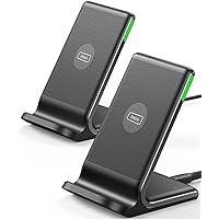 [2-Pack] Wireless Charger, INIU 15W Qi-Certified Fast Wireless Charging Stand with Sleep-Friendly Adaptive Light Compatible with iPhone 15 14 13 12 11 Pro XR XS Plus Samsung Galaxy S21 S20 Note 20 etc