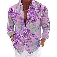 Mens Vintage Aloha Shirts Short Sleeve Funky Hawaiian Floral Shirts Button Down Flowers Beach Party T-Shirt Big and Tall