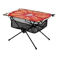 Blood Orange Slices Folding Portable Camping Table for Men and Women Sturdy Beach Table with A Hanging Mesh Bag Easy to Assemble Camping Gear for Cooking Picnic