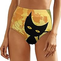 Solar Eclipse Cat Moon Women's Underwear Breathable Briefs High Waisted Ladies Panties Full Coverage Underpants