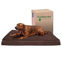 Furhaven Cooling Gel Dog Bed for Large Dogs w/ Removable Washable Cover, For Dogs Up to 95 lbs - Terry & Suede Mattress - Espresso, Jumbo/XXL
