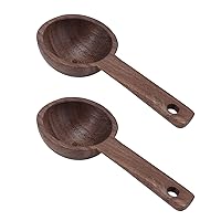 Wood Coffee Measure Scoop Black Walnut Measuring Cups, Wooden Spoons for Coffee Beans, Protein Powder, Spices, Tea ((2 pieces for sale) #2 style 108mm walnut)