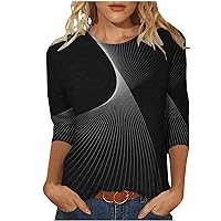 3/4 Length Sleeve Shirts for Women, Womens Spring Fashion 2024 Casual Tops Summer Blouses Crewneck T Shirt