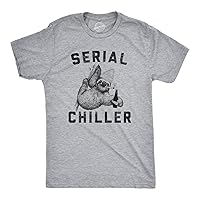 Mens Serial Chiller T Shirt Funny Lazy Sloth Face Stoner 420 Tee Weird Cool Tshirt