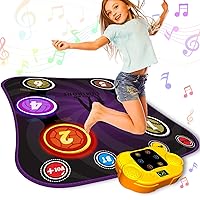 Dance Mats Toys for 3-10 Kids Light Up Music Mat for Toddlers 3-5 Music Mats with 6 Buttons 5 Game Modes Birthday Christmas Easter Children's Day Gifts for Girls at 3 4 5 6 7 8 9 10+