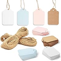 Paper Gift Tags with Jute String for Baby Showers and Birthday Parties (4 Colors, 240 Pack)