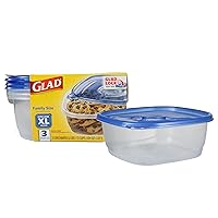 GladWare Family Size Food Storage Containers, XL | Large Square Food Storage, Containers Hold up to 104 Ounces of Food, Large Set 3 Count Food Containers