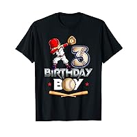 Dabbing Boy 3 Year Old Baseball Player 3Th Birthday Party T-Shirt