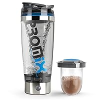 Pro Shaker Bottle (iX-R Edition) | Rechargeable, Powerful for Smooth Protein Shakes | includes Supplement Storage - BPA Free | 20oz Cup (Silver Blue/Gray)