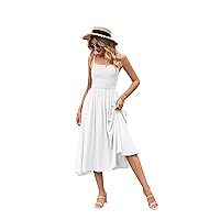 Casual Dresses for Women, Women's 2023 Summer Spaghetti Strap Square Neck Solid Color Beach Long Maxi Dress