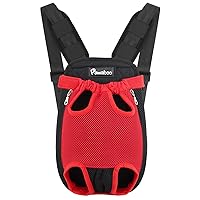 Pawaboo Pet Carrier Backpack, Adjustable Pet Front Cat Dog Carrier Backpack Travel Bag, Legs Out, Easy-Fit for Traveling Hiking Camping for Small Medium Dogs Cats Puppies, Medium, RED