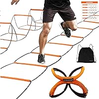 Adjustable Pacing Rung Training Exercise Ladder for MMA Crossfit Soccer Football Basketball Equipment Fitness Jumping Sports Improving Leg Strength seaNpem Speed Agility Ladder with Carry Bag 