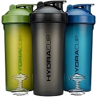 Hydra Cup [3 Pack 45 oz Shaker Bottles for Protein Shakes, Jumbo Shaker Cups w/Ball Blender Whisk, Extra Large Shaker Bottle with Handle, Travel To Go, BPA Free (Dark Colors)