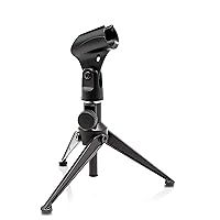 Pyle Desktop Tripod Microphone Stand - Adjustable Height 4.7'' to 8.7'' Inch High with Heavy Duty Clutch Support Weight 5 Lbs. - Ideal for Recording Podcast or Desktop Application PMKSDT25