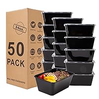 Meal Prep Containers, [34oz 50Pack] Food Prep Containers with Lids, Disposable To Go Containers, Plastic Food Storage Containers with Lids, BPA Free, Stackable, Microwave/Dishwasher/Freezer Safe
