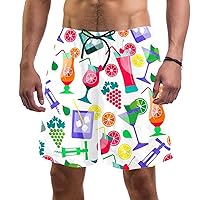Summer Fruit Juice Quick Dry Swim Trunks Men's Swimwear Bathing Suit Mesh Lining Board Shorts with Pocket, L