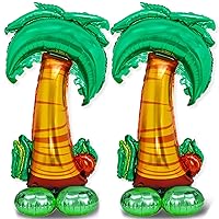 2 Pcs Standing Coconut Tree Balloons, 42 Inch Thickened Large Palm Tree with Pedestal Mylar Foil Balloon for Birthday Party Baby Shower Hawaii Luau Tropical Summer Themed Party Decorations Supplies