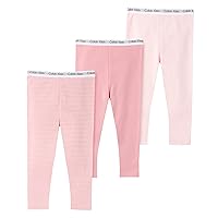 Calvin Klein Baby Girls' 3-Pack Cotton Pants, Everyday Casual Wear, Ultra-Soft & Comfortable Fit