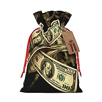 WSOIHFEC Dollar Sign Money Christmas Gift Bags with Drawstring Burlap Christmas Treat Bags Reusable Christmas Candy Bag Gift Wrapping Bag Party Favors Bags