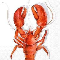 Paper Napkins LOBSTER coral 20-Count 3-Ply Lunch Napkins 6.5 x 6.5 inches