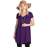 Popana Short Sleeve Tunic Tops to Wear with Leggings Made in USA Short Sleeve Shirts for Women - Loose Fit Womens Summer Tops