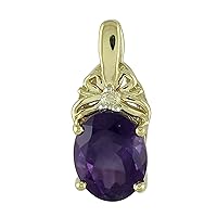 Amethyst Natural Gemstone Oval Shape Pendant 10K, 14K, 18K Yellow Gold Engagement Jewelry