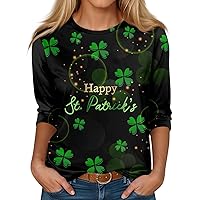 St. Patrick's Day 3/4 Sleeve Plus Size Shirts Ladie's Fashion Graphic Shirt Polyester Fit Tops