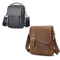 Augus Men's Leather Crossbody Shoulder Bag Vintage Anti-Theft Waterproof Casual Messenger Bags for Travel Work