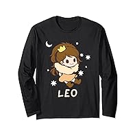 Leo Lion Kawaii Zodiac Anime Girl Horoscope Astrology Long Sleeve T-Shirt
